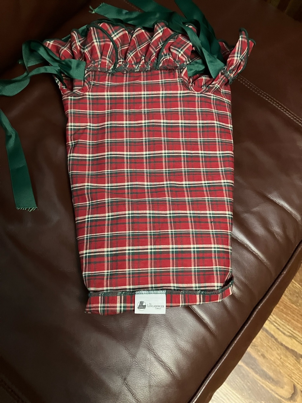 Longaberger Red Green Holiday Tartan basket liner plaid  green ties